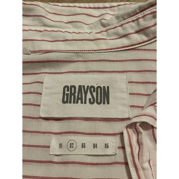 Frank & Eileen Grayson Hero Stripe Cotton Button up Shirt White Pink Sz 2 Small - Picture 6 of 10